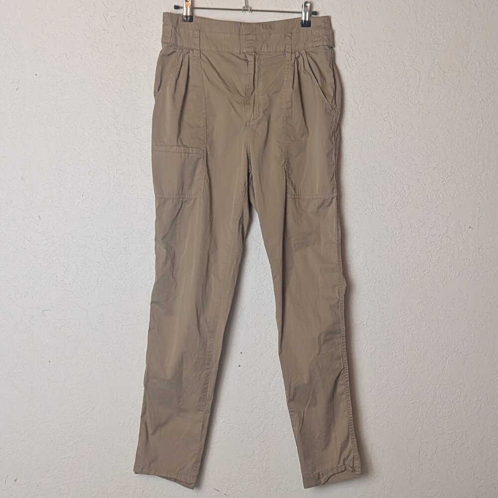 FRAME Denim Casual High Rise Pleat Lightweight Khaki Pant in Tan